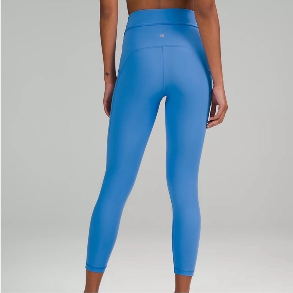 Lululemon • Power Thru High‎ Rise Blue Tight 25" Four Way Stretch Sz 0 Pockets - Picture 2 of 13
